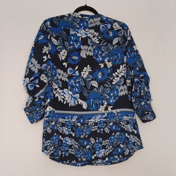 Women's Calvin Klein Blue Hawaiian Button Up Shirt with No Care Tag and No Size - Picture 2 of 12